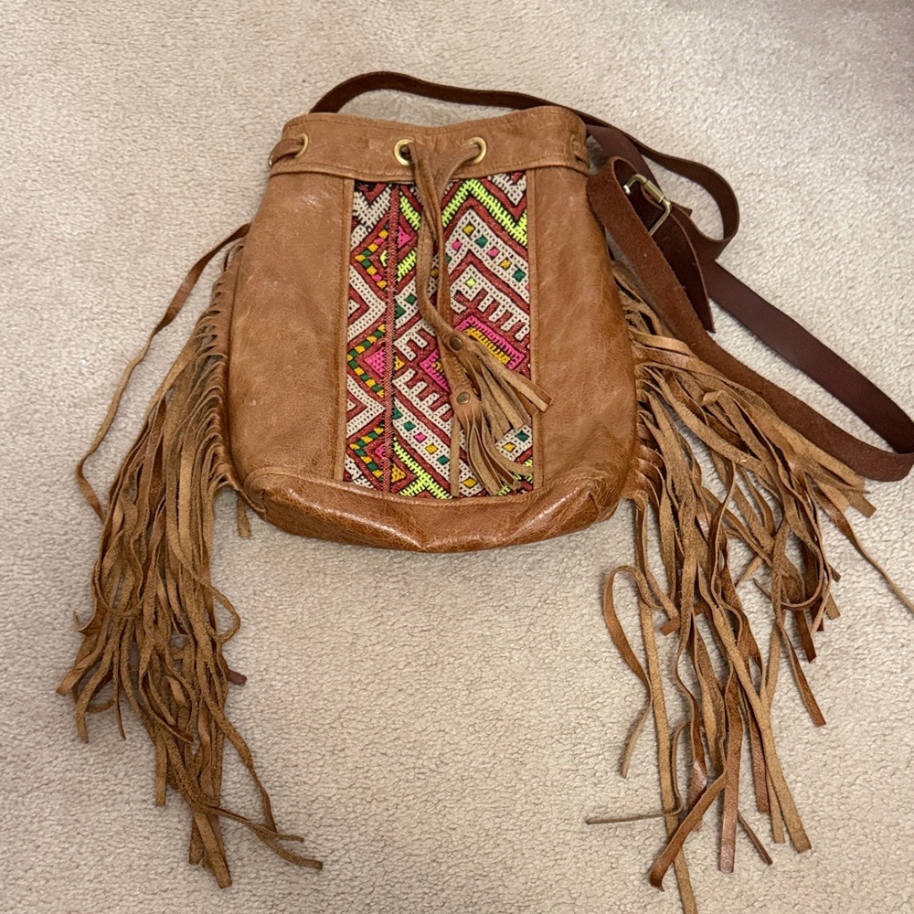 Bohemian Fringe Tan Shoulder Bag